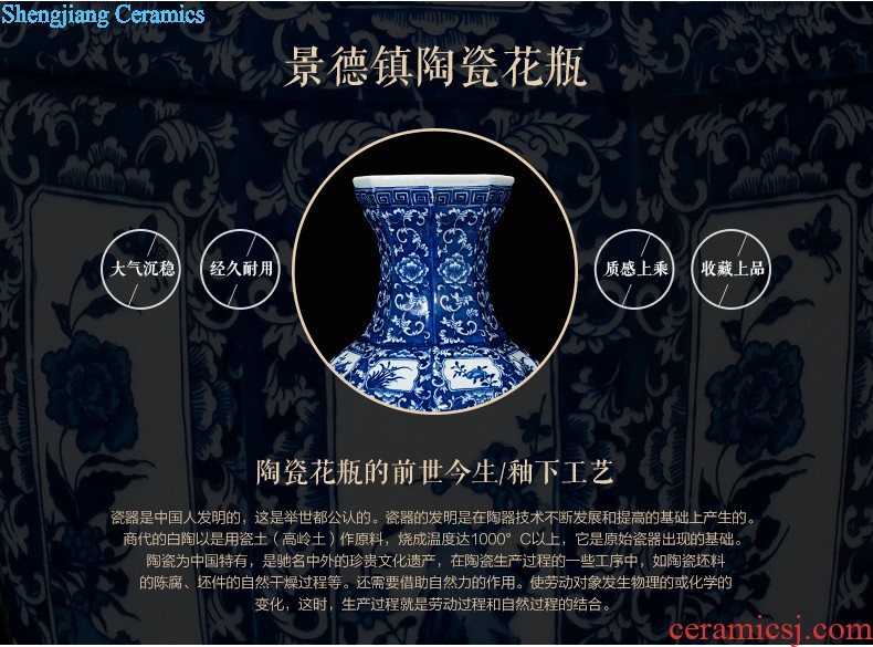 Jingdezhen ceramics vase antique blue-and-white large flower arranging new porch sitting room of Chinese style household act the role ofing is tasted furnishing articles