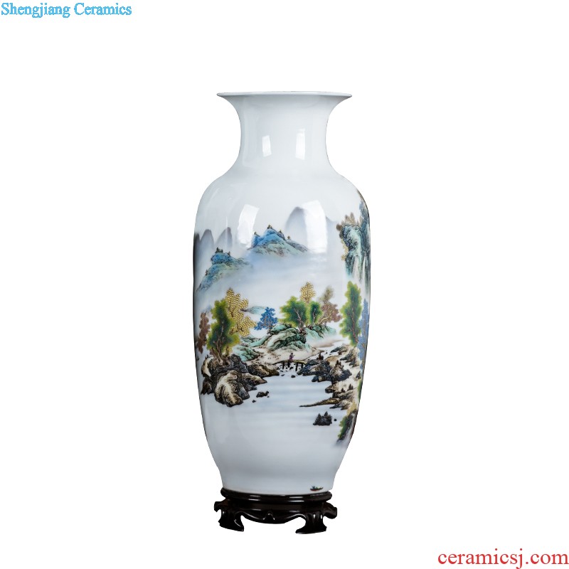 Small fish tank water lily of jingdezhen ceramics basin bowl lotus tortoise cylinder aquarium handicraft furnishing articles writing brush washer with fish pot cylinder