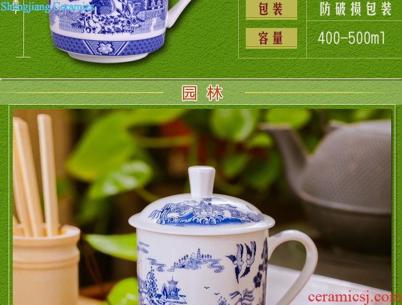 Jingdezhen yuan blue and white porcelain tableware suit antique bound branch lotus crockery bowl bottom suit