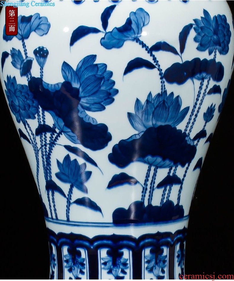 Jingdezhen ceramics vase antique blue-and-white large flower arranging new porch sitting room of Chinese style household act the role ofing is tasted furnishing articles