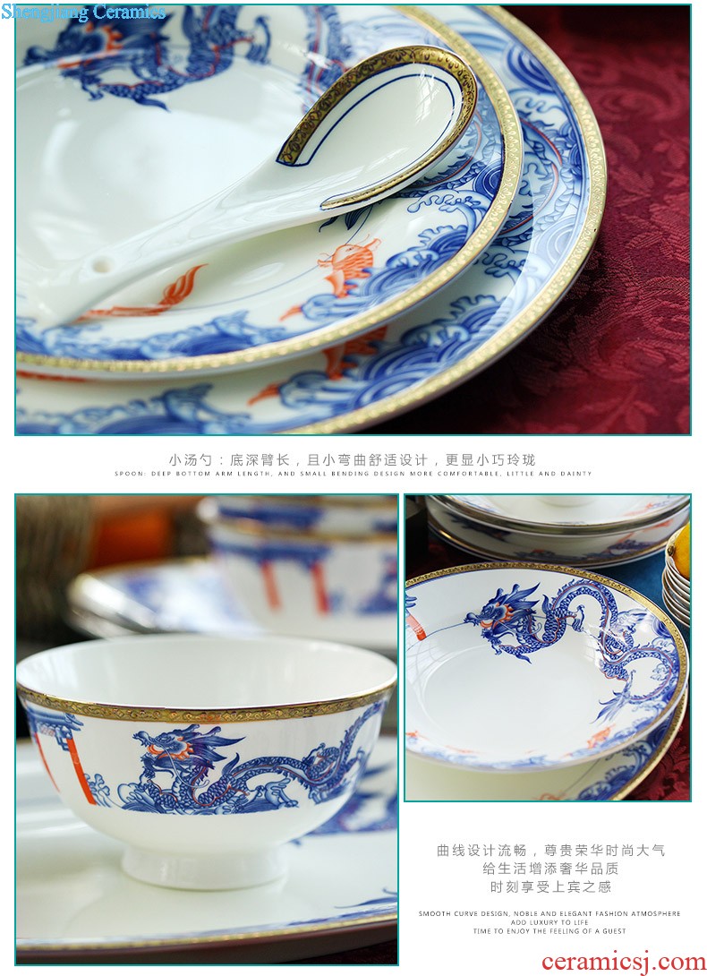 European glair jingdezhen ceramic nine domain 56 skull porcelain tableware suit Blue and white porcelain dishes consolidation