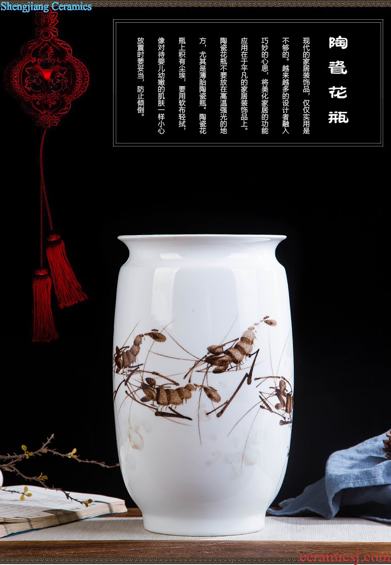 Jingdezhen ceramics hand-painted shrimp boring vase wine porch home decoration sitting room TV ark furnishing articles