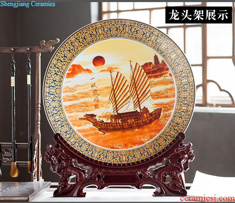 Jingdezhen ceramics furnishing articles household decorations hanging dish sitting room ark large Chinese arts and crafts decorative plate