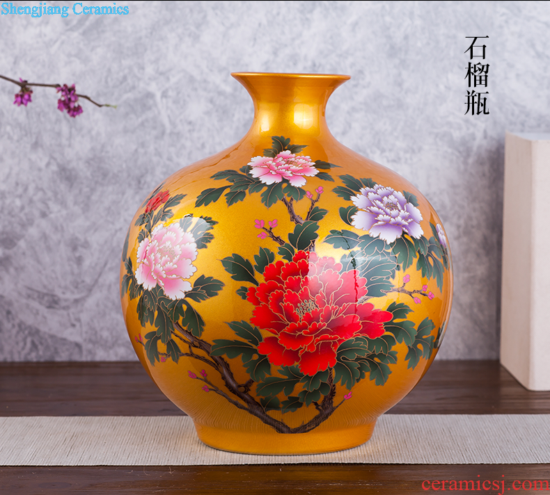 Archaize of jingdezhen ceramics kiln open yellow vase modern classical household adornment handicraft furnishing articles