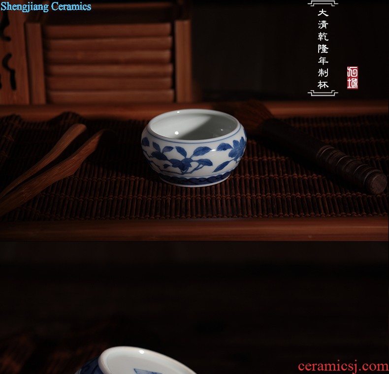 Blue and white dragon water lines Jingdezhen antique hand draw personal sample tea cup ceramic tea set kung fu tea cups