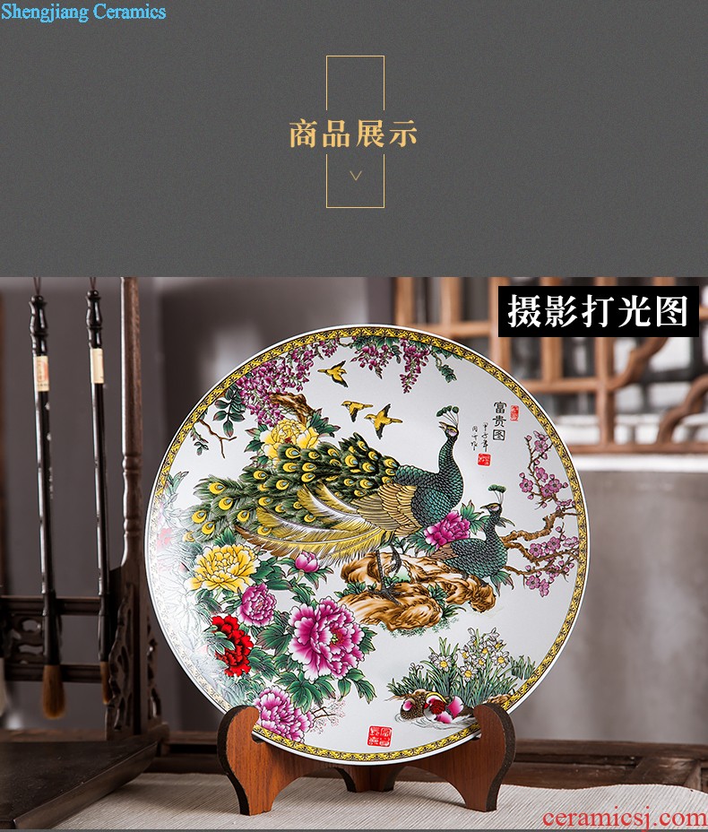 Jingdezhen ceramics furnishing articles household decorations hanging dish sitting room wine rich decorative plate Chinese arts and crafts