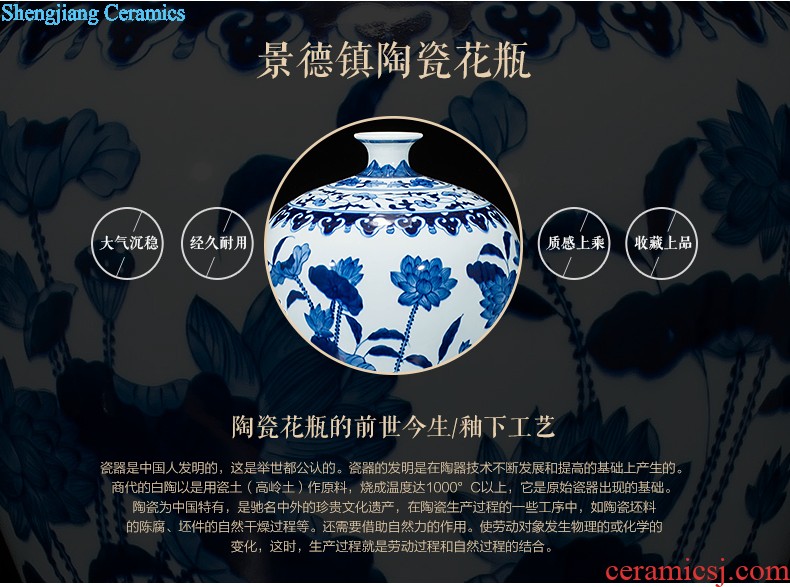 Jingdezhen ceramics vase antique blue-and-white large flower arranging new porch sitting room of Chinese style household act the role ofing is tasted furnishing articles