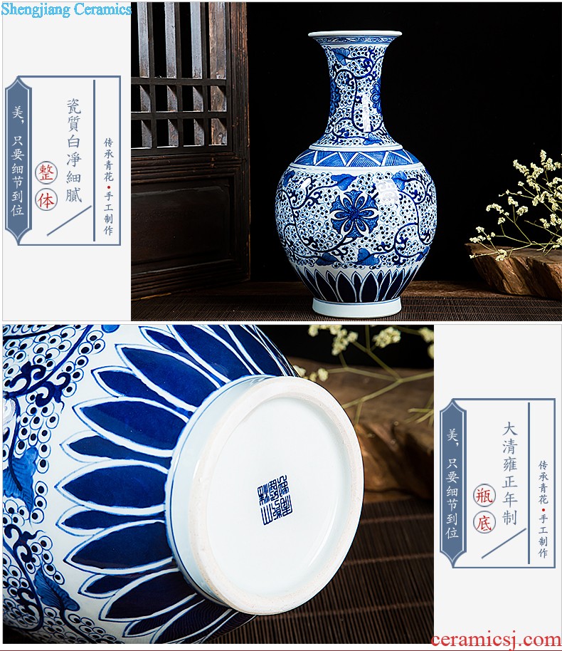 Jingdezhen ceramics big vase sitting room crafts flower arranging landing Chinese style household adornment office furnishing articles