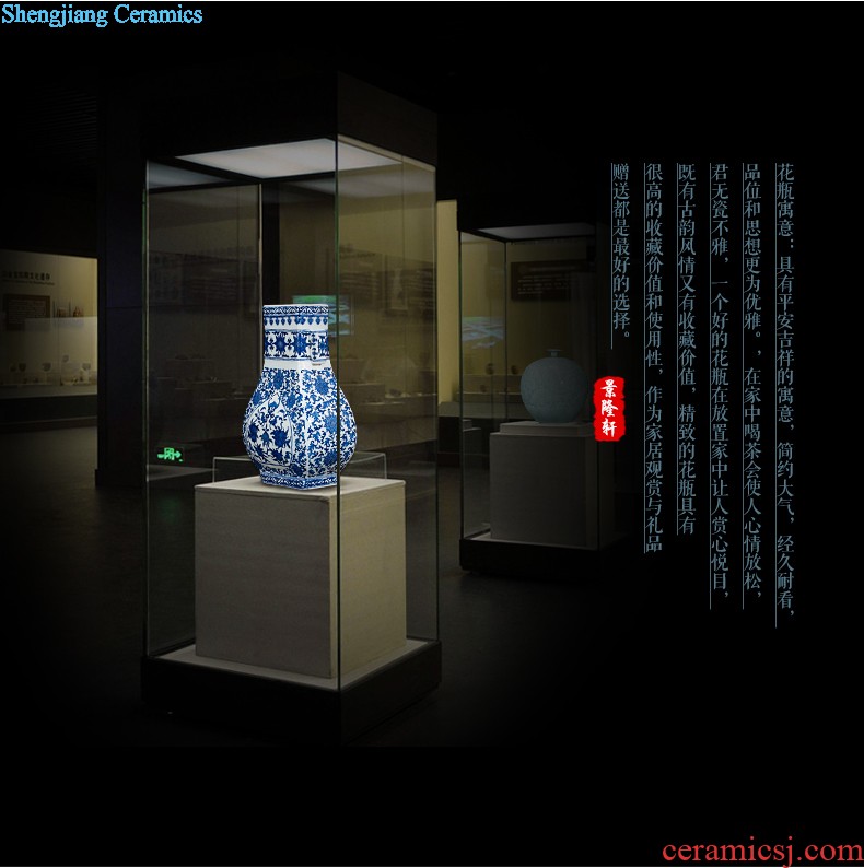 Jingdezhen ceramics vase antique blue-and-white large flower arranging new porch sitting room of Chinese style household act the role ofing is tasted furnishing articles