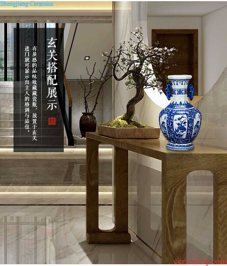 Jingdezhen ceramics vase antique blue-and-white large flower arranging new porch sitting room of Chinese style household act the role ofing is tasted furnishing articles