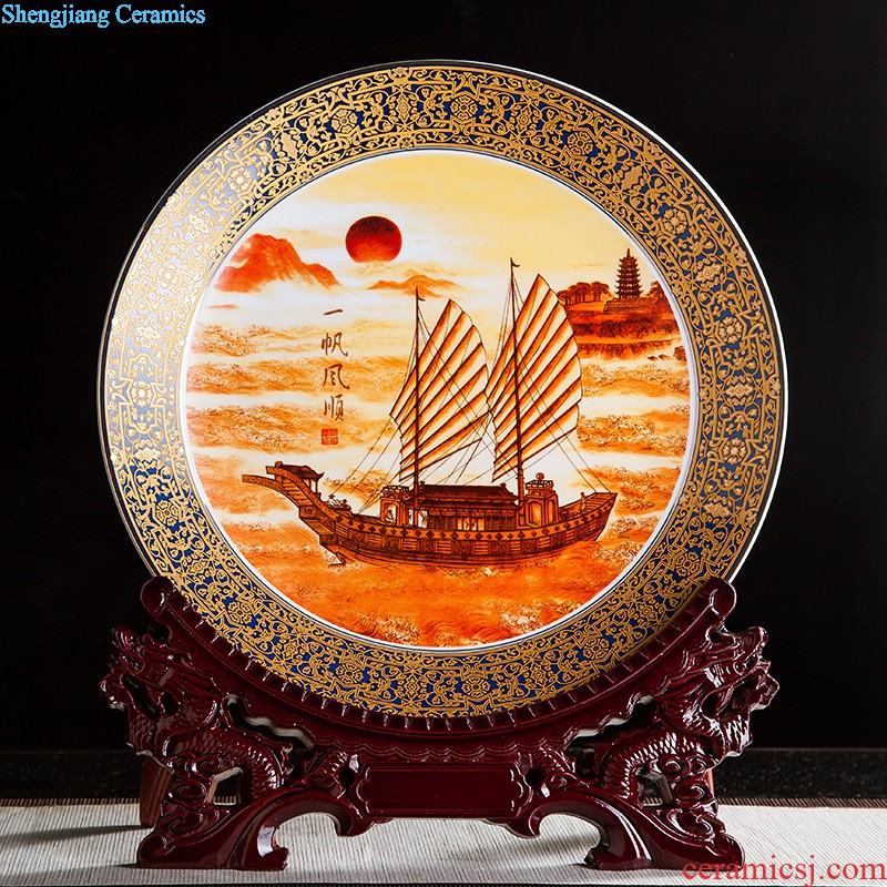 Jingdezhen ceramics furnishing articles household decorations hanging dish sitting room ark large Chinese arts and crafts decorative plate