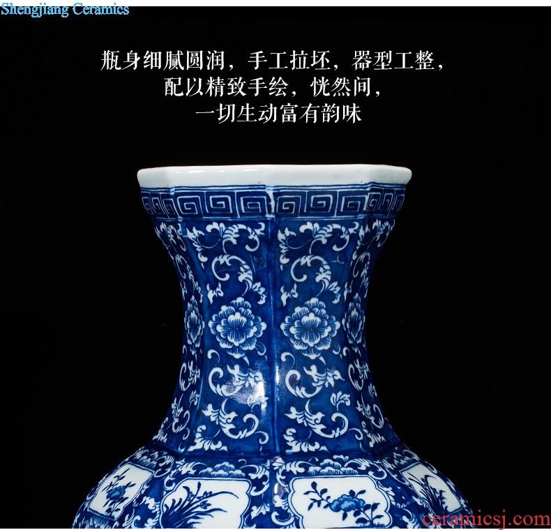 Jingdezhen ceramics vase antique blue-and-white large flower arranging new porch sitting room of Chinese style household act the role ofing is tasted furnishing articles