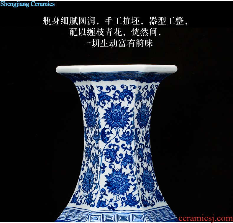 Jingdezhen ceramics vase antique blue-and-white large flower arranging new porch sitting room of Chinese style household act the role ofing is tasted furnishing articles