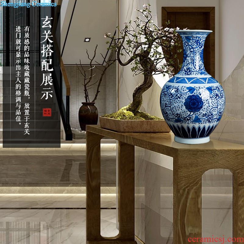 Jingdezhen ceramics big vase sitting room crafts flower arranging landing Chinese style household adornment office furnishing articles