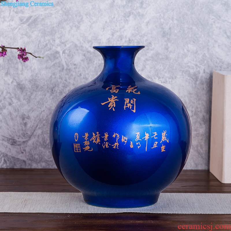 Archaize of jingdezhen ceramics kiln open yellow vase modern classical household adornment handicraft furnishing articles