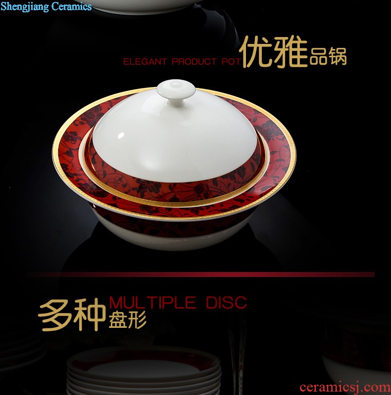 Home dishes suit High-grade bone China tableware jingdezhen ceramic bowl chopsticks nine domain suit European dishes porcelain