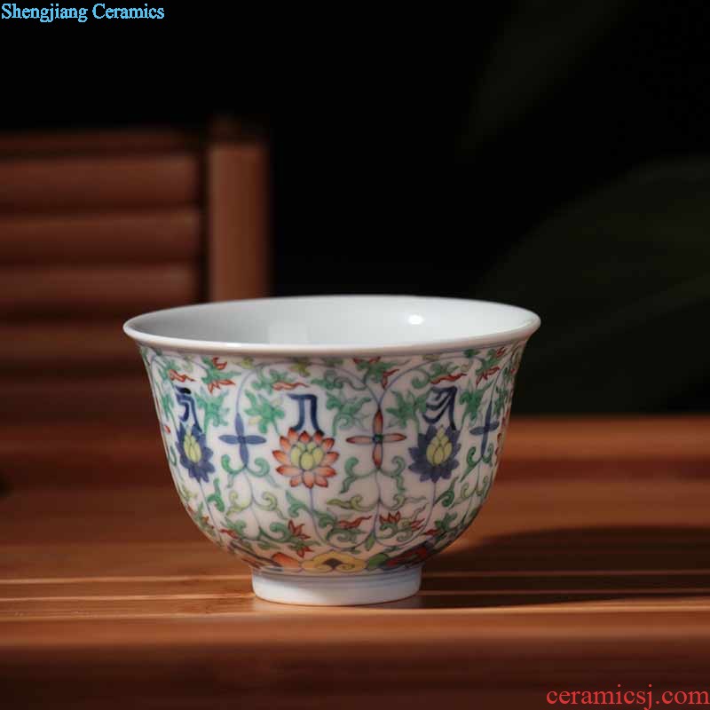 Jingdezhen nine domain hongyun landscape in the bell cup blue agate red tea cup sample tea cup personal kung fu cup