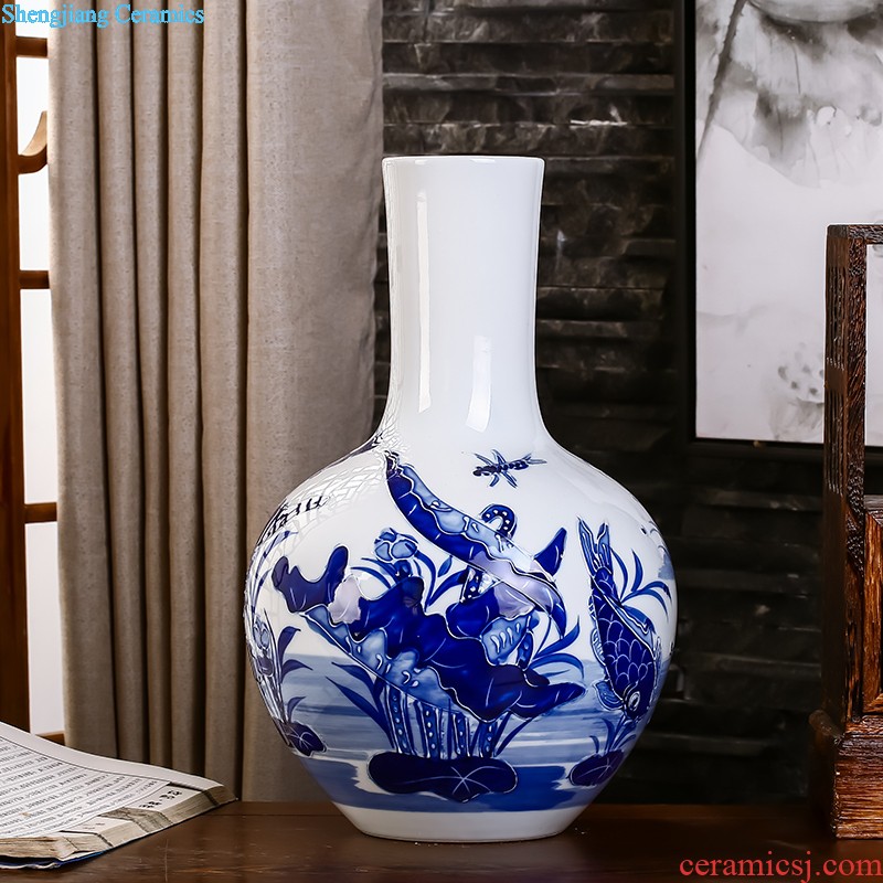 Jingdezhen ceramics hand-painted vases MeiHe double flower arranging clearer Chinese style home sitting room adornment is placed a gift