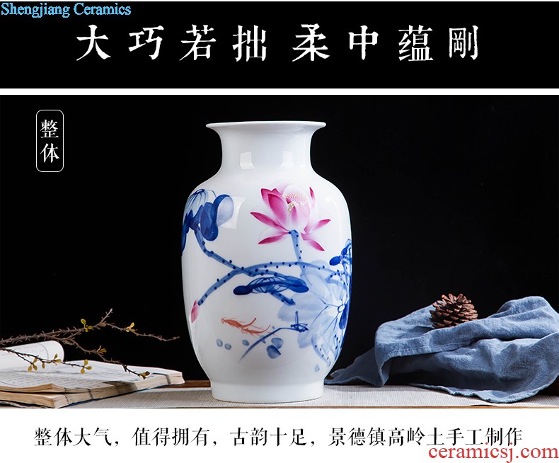 Contracted and contemporary jingdezhen ceramics vase carve shadow green rich ancient frame wine sitting room adornment home furnishing articles