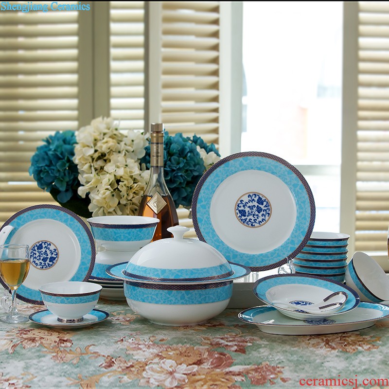 Home dishes suit High-grade bone China tableware jingdezhen ceramic bowl chopsticks nine domain suit European dishes porcelain