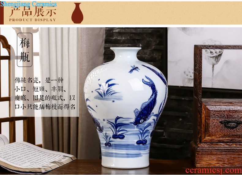 Jingdezhen ceramics hand-painted vases MeiHe double flower arranging clearer Chinese style home sitting room adornment is placed a gift