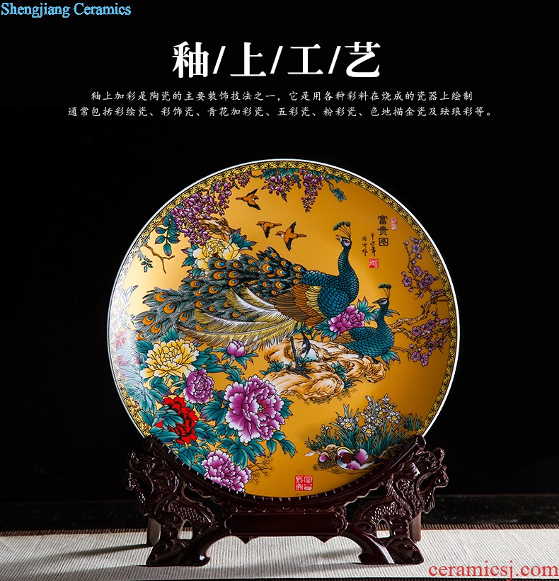 Jingdezhen ceramics furnishing articles household decorations hanging dish sitting room ark landscape decoration plate of Chinese arts and crafts