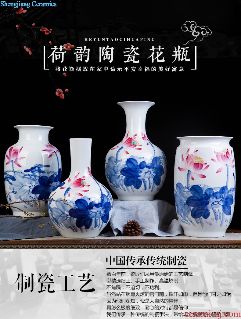 Contracted and contemporary jingdezhen ceramics vase carve shadow green rich ancient frame wine sitting room adornment home furnishing articles