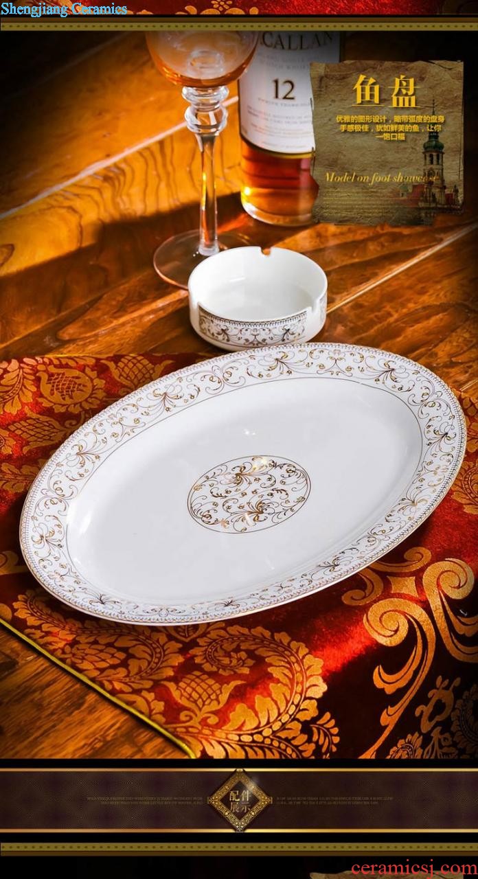 Big plate nine domain Chinese jingdezhen porcelain dish dish dish steak dish bone ceramics 10 inch flat tray plates