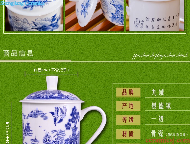 Jingdezhen yuan blue and white porcelain tableware suit antique bound branch lotus crockery bowl bottom suit