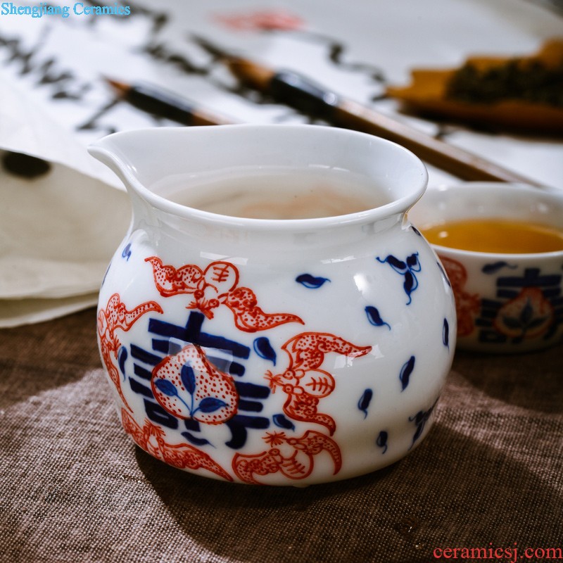 Hand painted porcelain of jingdezhen nine domain 5 head of a complete set of ceramic cups tureen suits Under the glaze color four unity of tea set