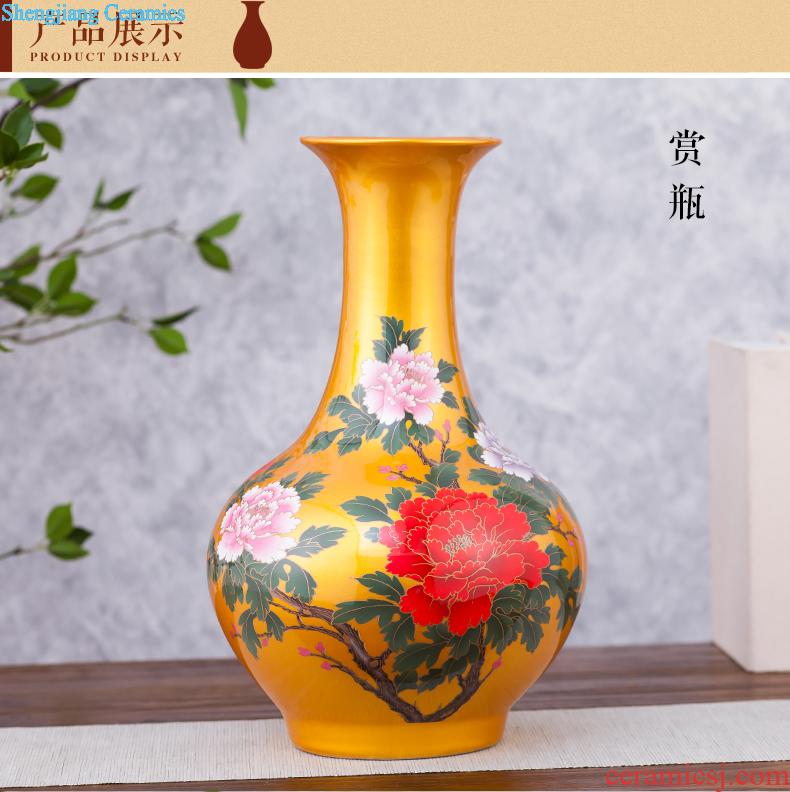 Archaize of jingdezhen ceramics kiln open yellow vase modern classical household adornment handicraft furnishing articles