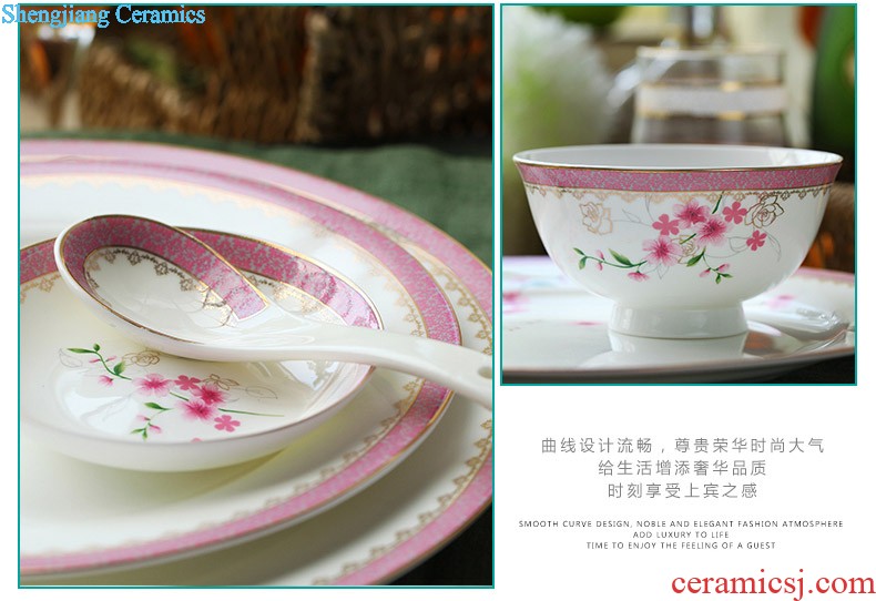 Jingdezhen 56 head Korean high-grade bone China tableware suit dish basin court to talk on ceramics