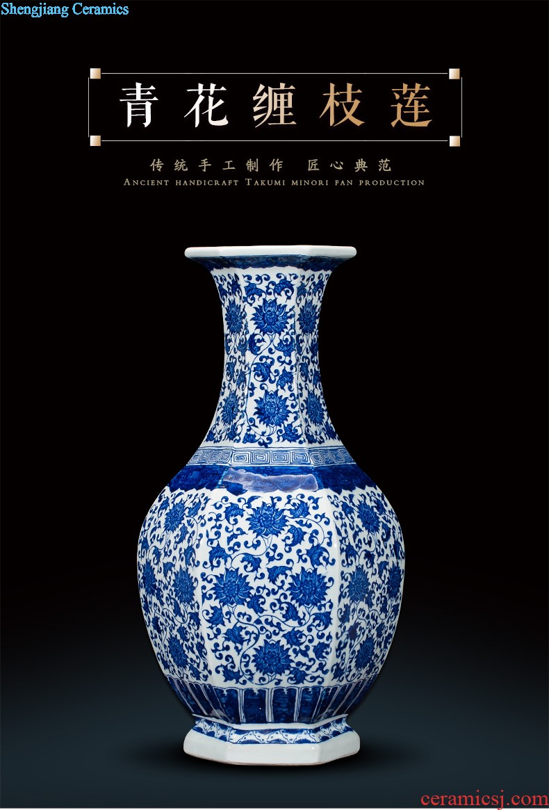 Jingdezhen ceramics vase antique blue-and-white large flower arranging new porch sitting room of Chinese style household act the role ofing is tasted furnishing articles