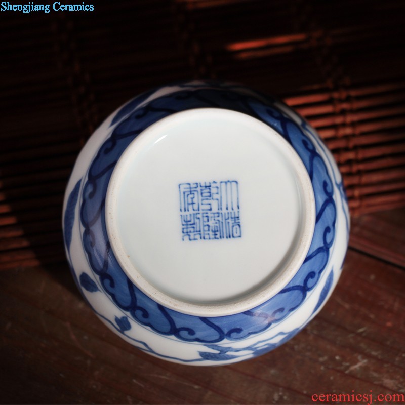 Blue and white dragon water lines Jingdezhen antique hand draw personal sample tea cup ceramic tea set kung fu tea cups