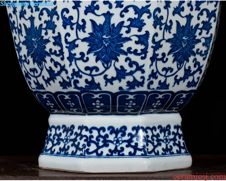 Jingdezhen ceramics vase antique blue-and-white large flower arranging new Chinese style household act the role ofing is tasted furnishing articles 50 cm high