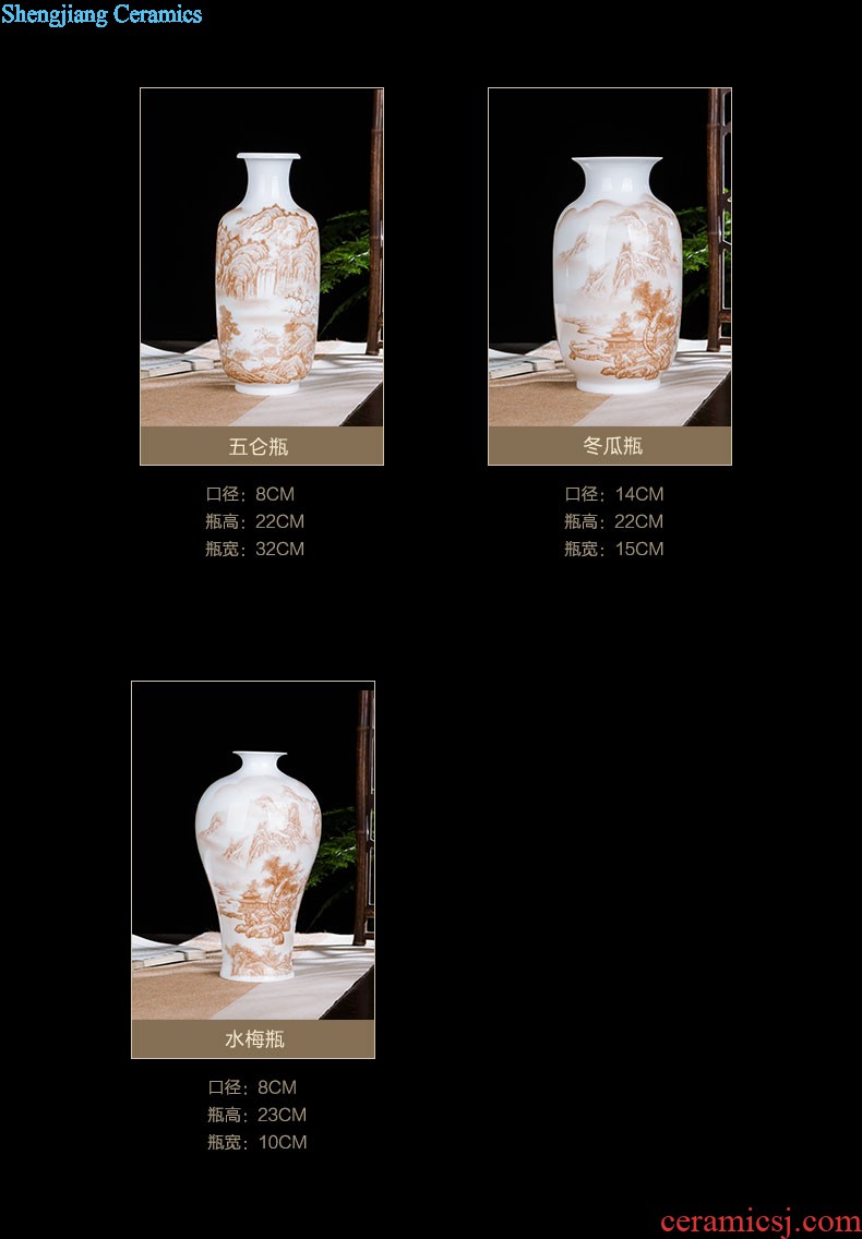 Jingdezhen ceramics vase China red peach gourd home sitting room adornment feng shui is festival furnishing articles