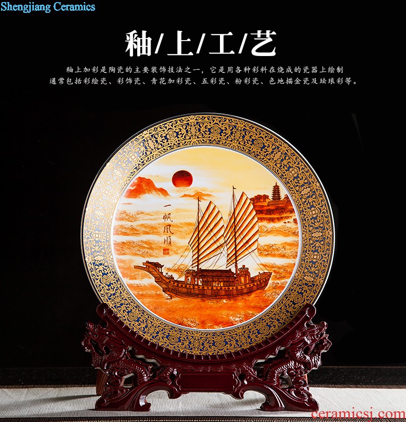 Jingdezhen ceramics furnishing articles household decorations hanging dish sitting room ark large Chinese arts and crafts decorative plate