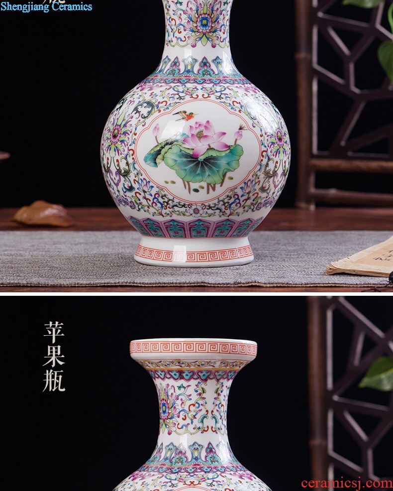 JingLongXuan jingdezhen ceramics Colored enamel vase Modern household adornment handicraft furnishing articles in the living room