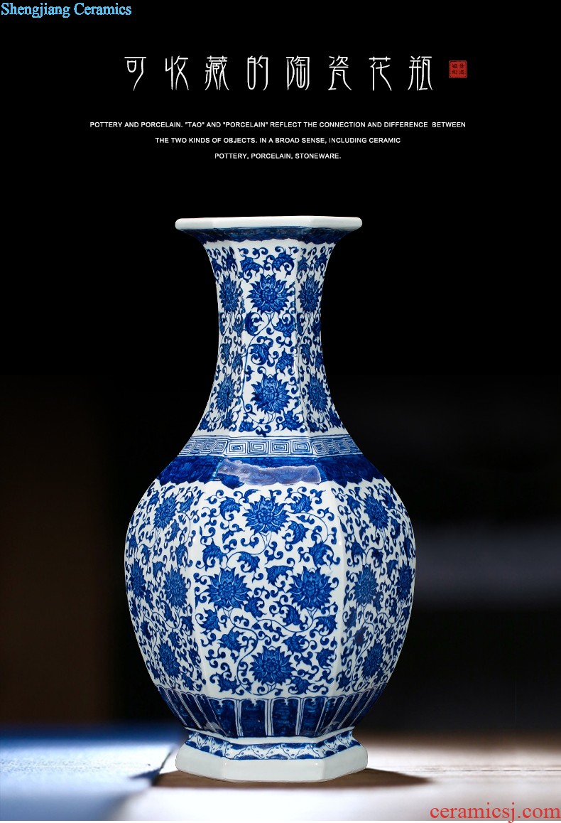 Jingdezhen ceramics vase antique blue-and-white large flower arranging new porch sitting room of Chinese style household act the role ofing is tasted furnishing articles