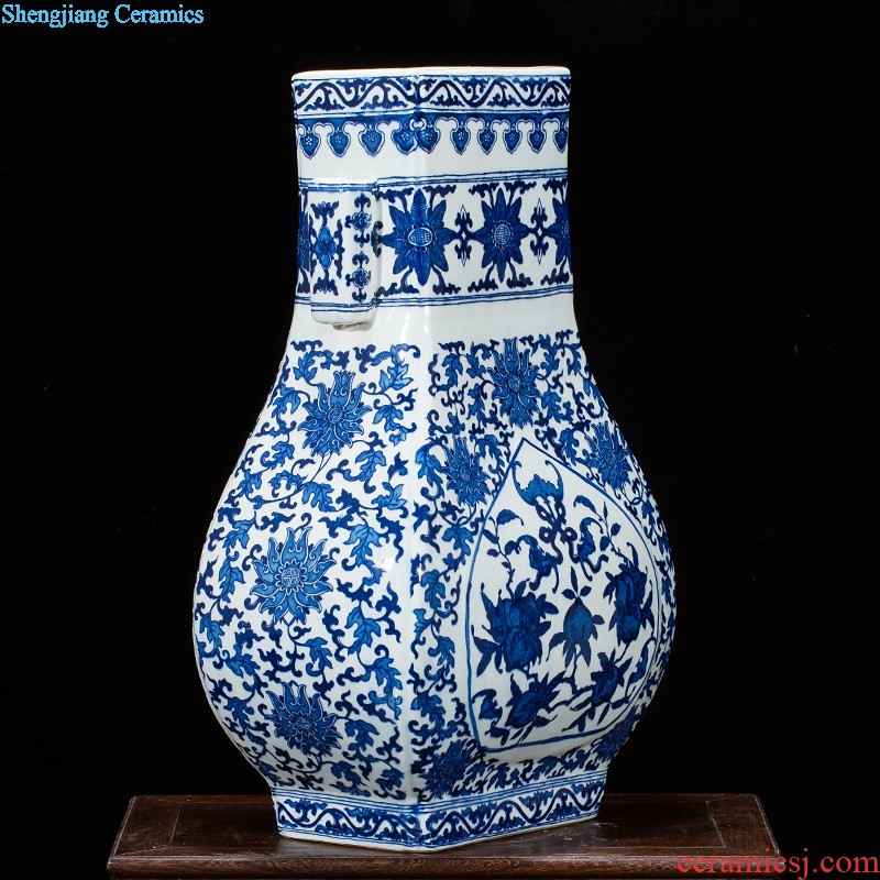 Jingdezhen ceramics vase antique blue-and-white large flower arranging new porch sitting room of Chinese style household act the role ofing is tasted furnishing articles