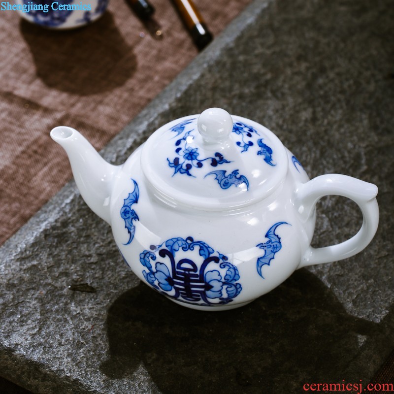 Jingdezhen nine domain 7 head hand-painted ceramic kung fu tea set A complete set of creative high-grade package mail teacup teapots