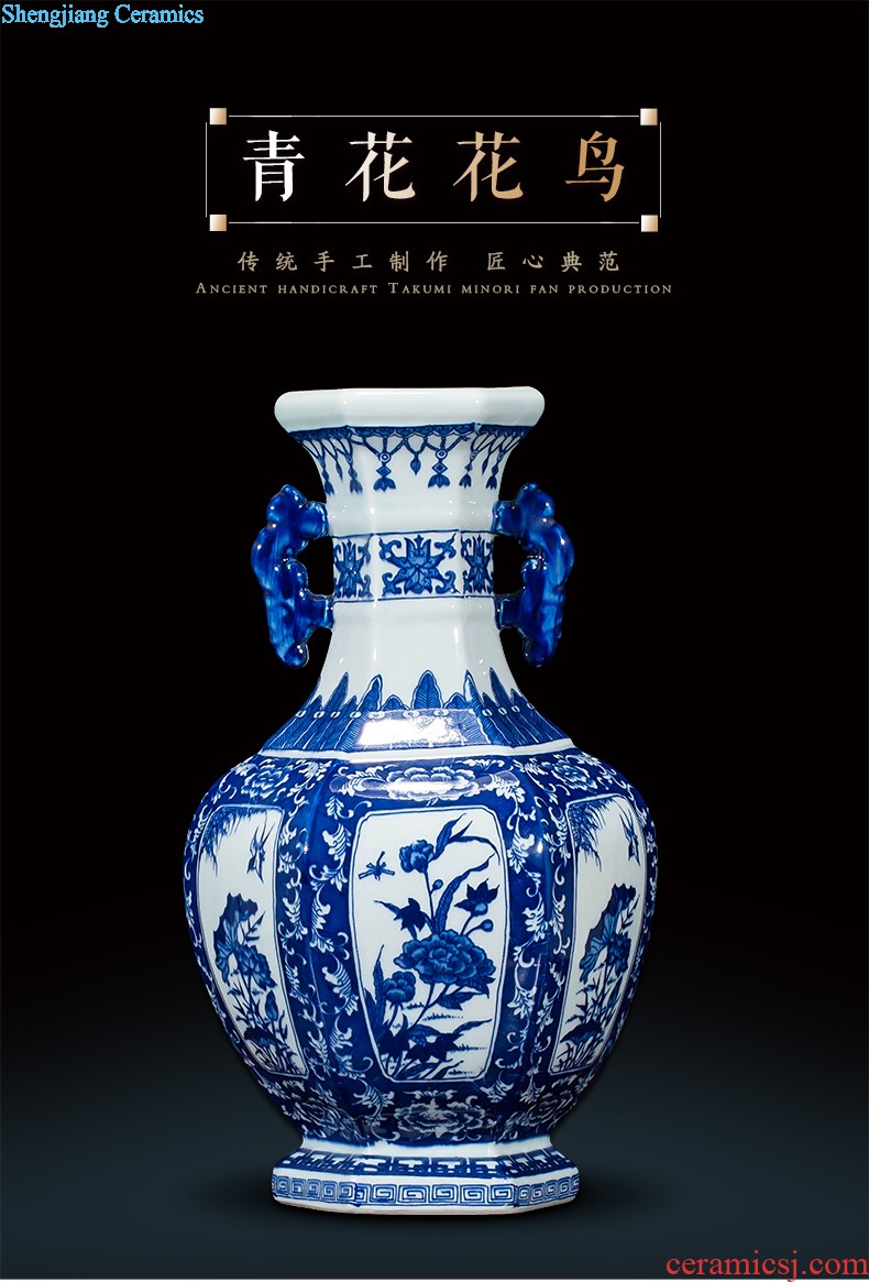 Jingdezhen ceramics vase antique blue-and-white large flower arranging new porch sitting room of Chinese style household act the role ofing is tasted furnishing articles