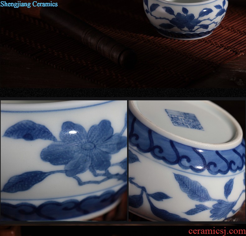 Blue and white dragon water lines Jingdezhen antique hand draw personal sample tea cup ceramic tea set kung fu tea cups