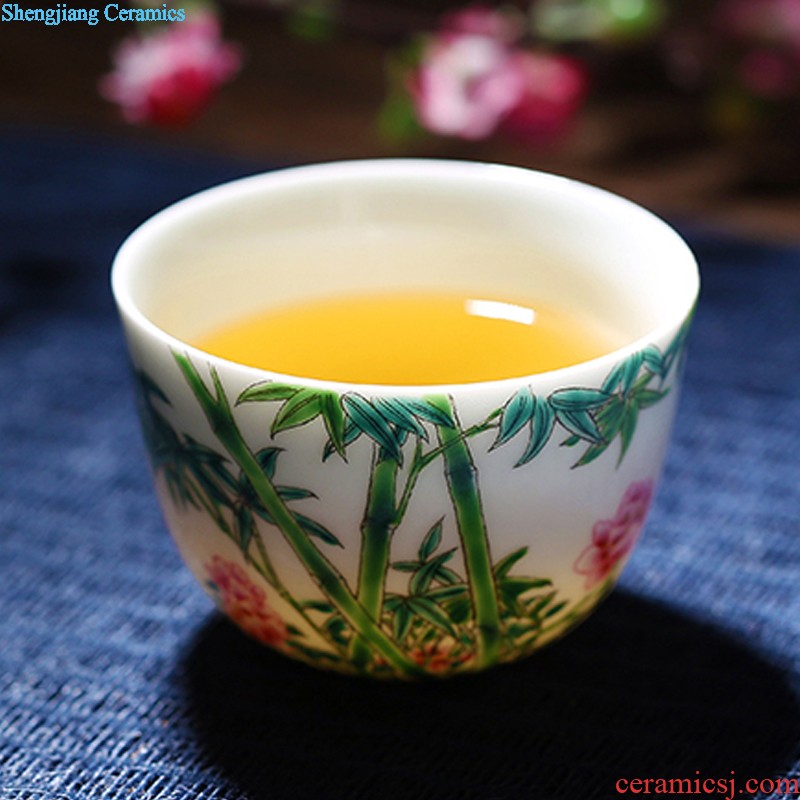 Jingdezhen ceramic sample tea cup tea kungfu tea cup archaize color in color cylinder cup chicken fights the small cup