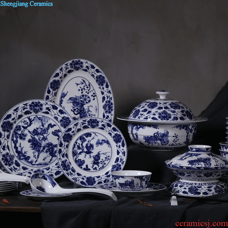 Dishes suit nine domain of jingdezhen ceramic 78 skull porcelain Chinese blue and white porcelain tableware exquisite dishes dish suits