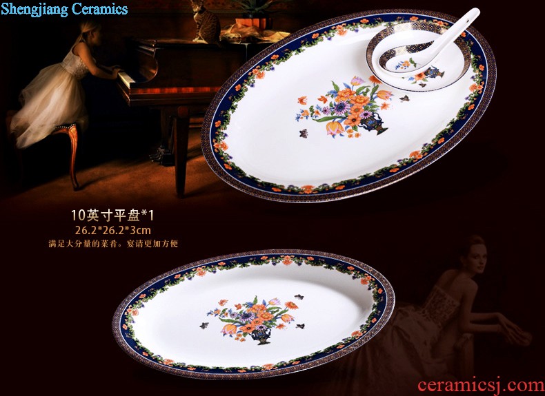 Nine domain of jingdezhen blue and white porcelain of fruit nut plate dry fruit tray double snacks of plate of the sitting room all the candy dish