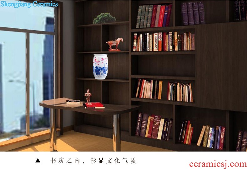 Contracted and contemporary jingdezhen ceramics vase carve shadow green rich ancient frame wine sitting room adornment home furnishing articles