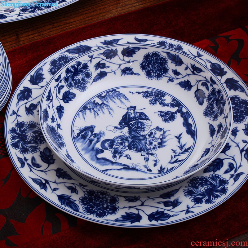 Dishes suit nine domain of jingdezhen ceramic 78 skull porcelain Chinese blue and white porcelain tableware exquisite dishes dish suits