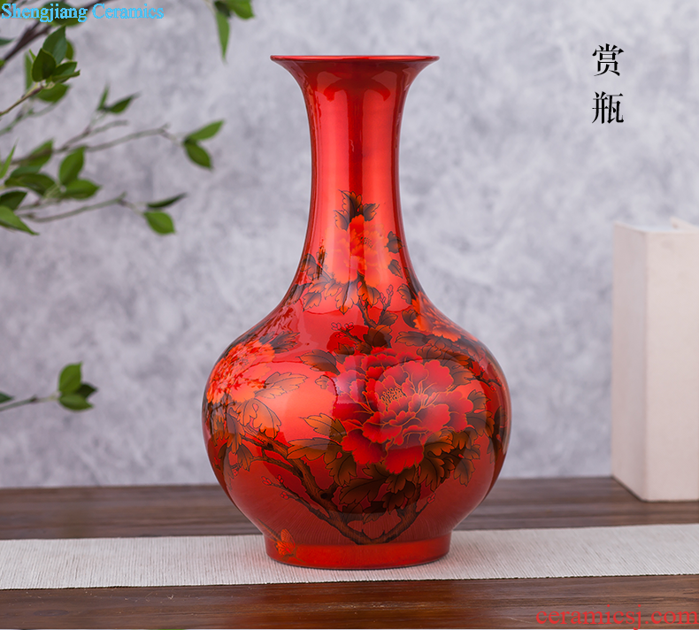 Archaize of jingdezhen ceramics kiln open yellow vase modern classical household adornment handicraft furnishing articles