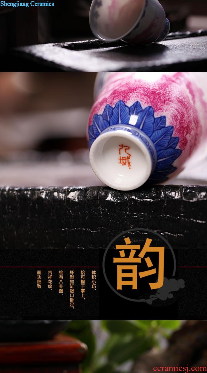 Master kung fu tea cup single cup sample tea cup blue agate hong shan ju cup hand-painted ceramic cup tea cup